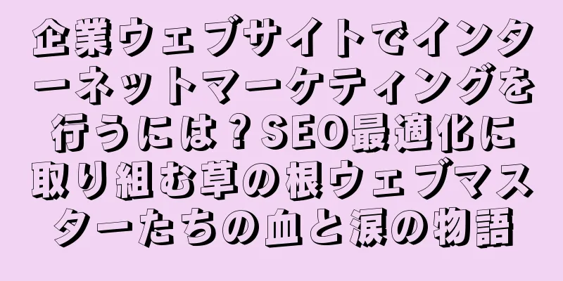 企業ウェブサイトでインターネットマーケティングを行うには？SEO最適化に取り組む草の根ウェブマスターたちの血と涙の物語
