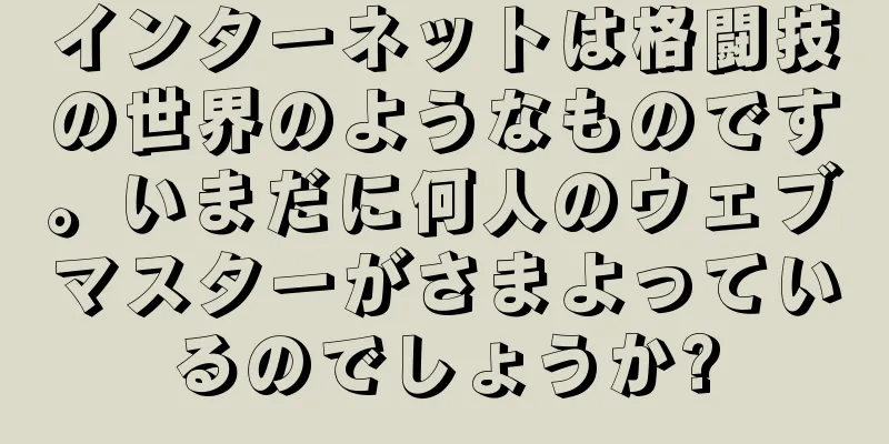 インターネットは格闘技の世界のようなものです。いまだに何人のウェブマスターがさまよっているのでしょうか?