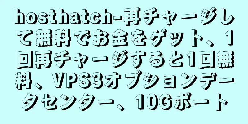 hosthatch-再チャージして無料でお金をゲット、1回再チャージすると1回無料、VPS3オプションデータセンター、10Gポート