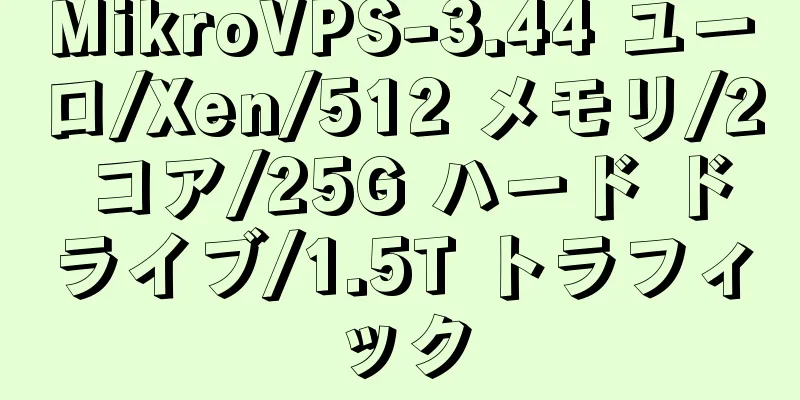 MikroVPS-3.44 ユーロ/Xen/512 メモリ/2 コア/25G ハード ドライブ/1.5T トラフィック