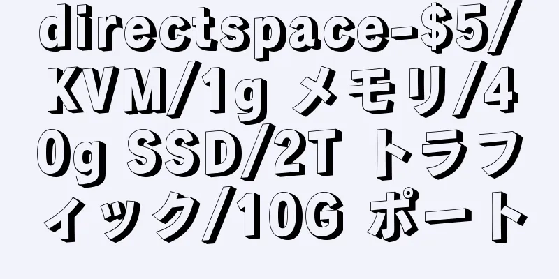 directspace-$5/KVM/1g メモリ/40g SSD/2T トラフィック/10G ポート