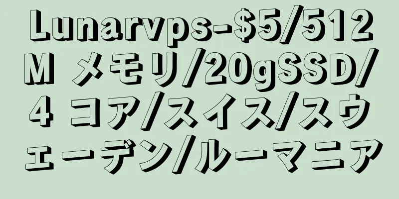 Lunarvps-$5/512M メモリ/20gSSD/4 コア/スイス/スウェーデン/ルーマニア