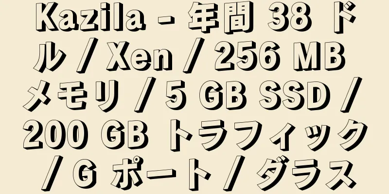 Kazila - 年間 38 ドル / Xen / 256 MB メモリ / 5 GB SSD / 200 GB トラフィック / G ポート / ダラス