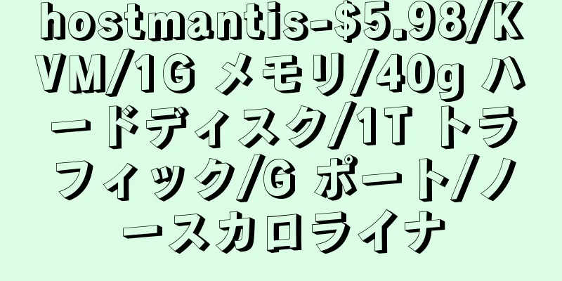 hostmantis-$5.98/KVM/1G メモリ/40g ハードディスク/1T トラフィック/G ポート/ノースカロライナ