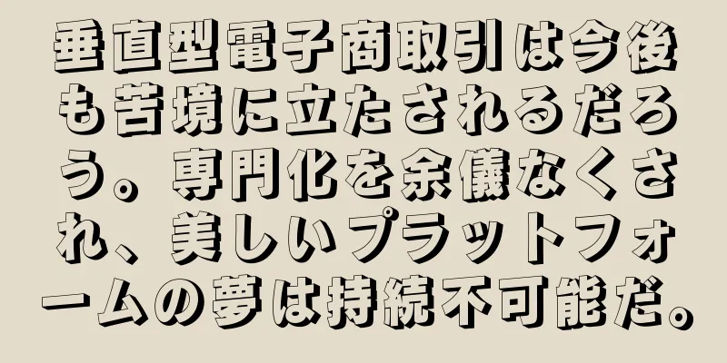 垂直型電子商取引は今後も苦境に立たされるだろう。専門化を余儀なくされ、美しいプラットフォームの夢は持続不可能だ。
