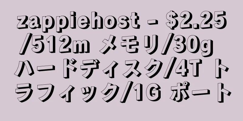 zappiehost - $2.25/512m メモリ/30g ハードディスク/4T トラフィック/1G ポート