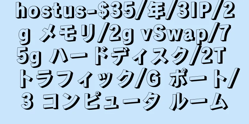 hostus-$35/年/3IP/2g メモリ/2g vSwap/75g ハードディスク/2T トラフィック/G ポート/3 コンピュータ ルーム