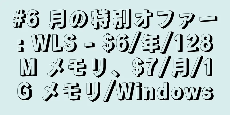 #6 月の特別オファー: WLS - $6/年/128M メモリ、$7/月/1G メモリ/Windows