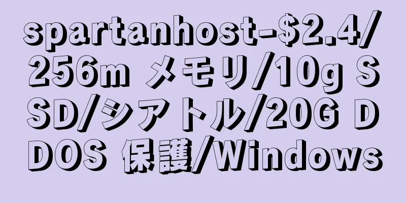 spartanhost-$2.4/256m メモリ/10g SSD/シアトル/20G DDOS 保護/Windows