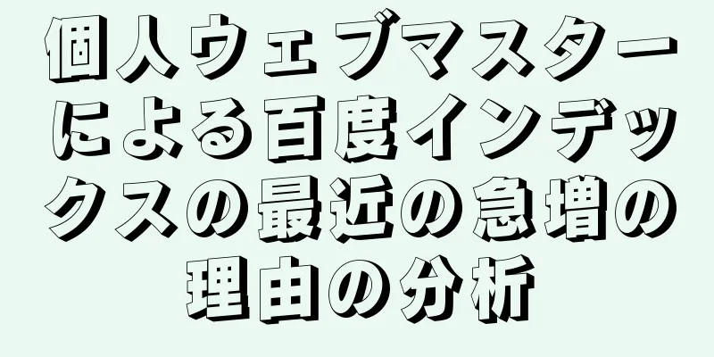個人ウェブマスターによる百度インデックスの最近の急増の理由の分析