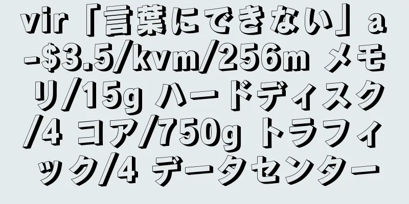 vir「言葉にできない」a-$3.5/kvm/256m メモリ/15g ハードディスク/4 コア/750g トラフィック/4 データセンター