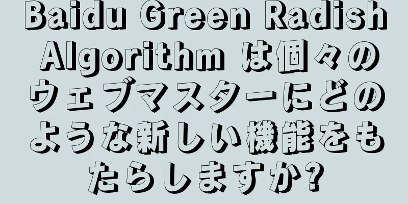 Baidu Green Radish Algorithm は個々のウェブマスターにどのような新しい機能をもたらしますか?