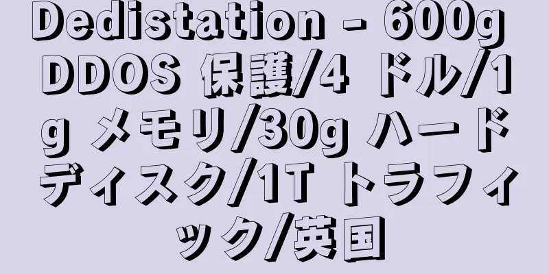 Dedistation - 600g DDOS 保護/4 ドル/1g メモリ/30g ハードディスク/1T トラフィック/英国