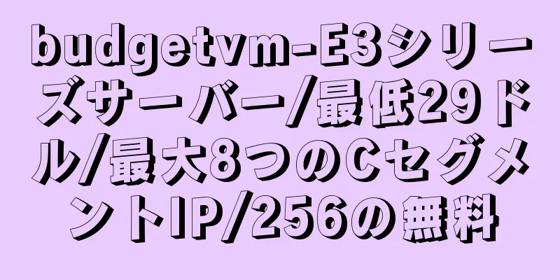 budgetvm-E3シリーズサーバー/最低29ドル/最大8つのCセグメントIP/256の無料