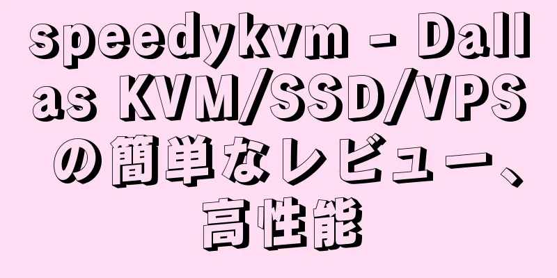 speedykvm - Dallas KVM/SSD/VPS の簡単なレビュー、高性能