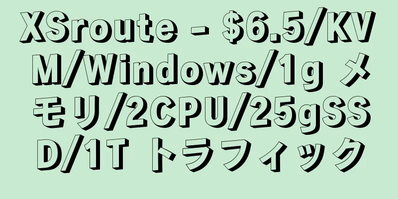 XSroute - $6.5/KVM/Windows/1g メモリ/2CPU/25gSSD/1T トラフィック
