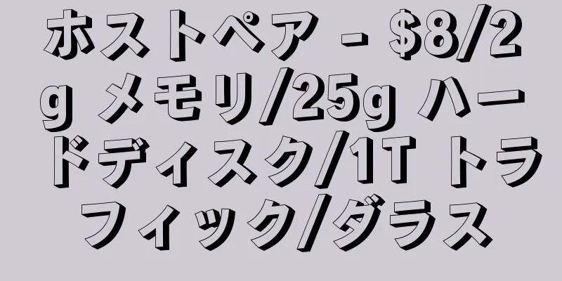 ホストペア - $8/2g メモリ/25g ハードディスク/1T トラフィック/ダラス