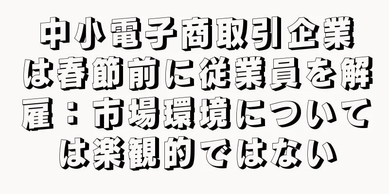 中小電子商取引企業は春節前に従業員を解雇：市場環境については楽観的ではない
