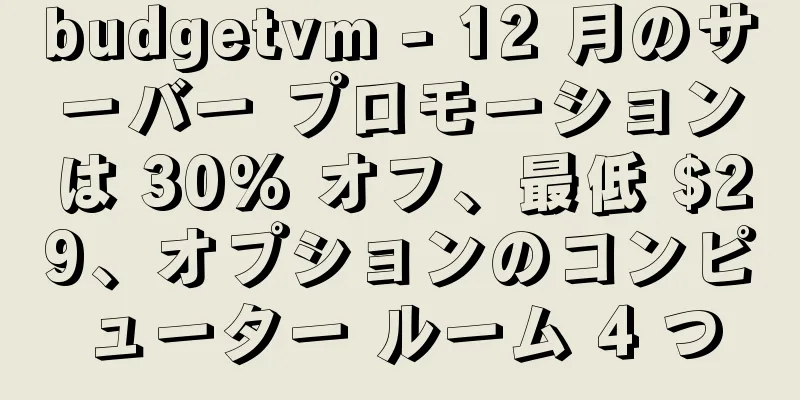 budgetvm - 12 月のサーバー プロモーションは 30% オフ、最低 $29、オプションのコンピューター ルーム 4 つ