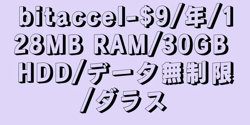 bitaccel-$9/年/128MB RAM/30GB HDD/データ無制限/ダラス