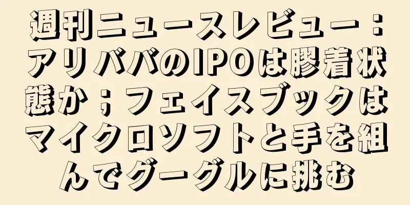 週刊ニュースレビュー：アリババのIPOは膠着状態か；フェイスブックはマイクロソフトと手を組んでグーグルに挑む