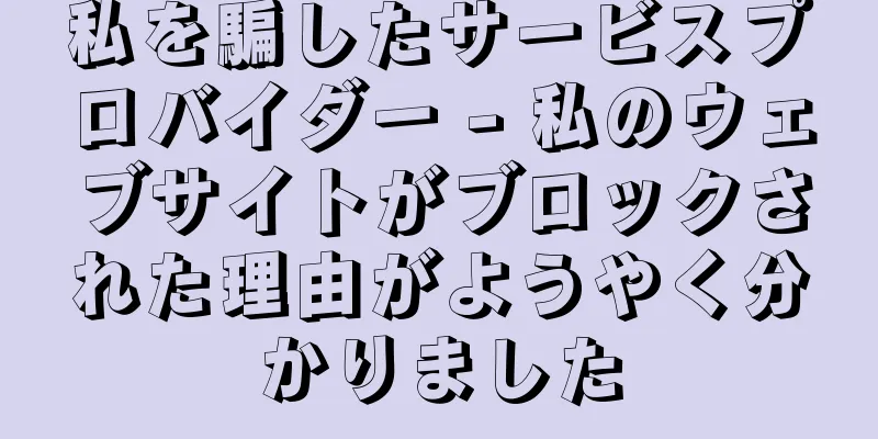 私を騙したサービスプロバイダー - 私のウェブサイトがブロックされた理由がようやく分かりました