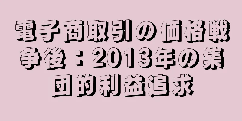 電子商取引の価格戦争後：2013年の集団的利益追求