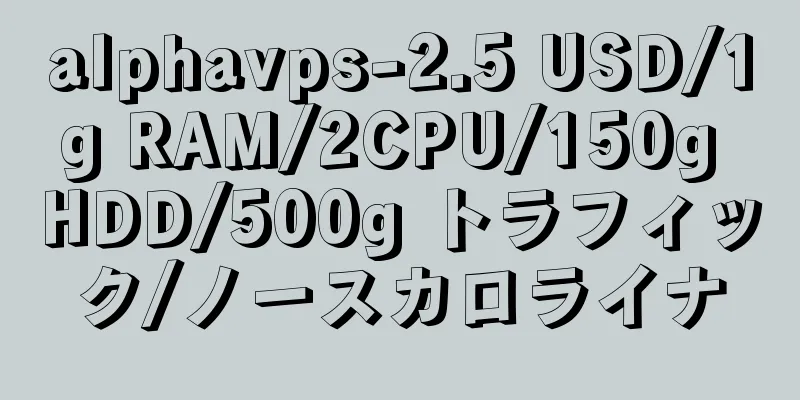 alphavps-2.5 USD/1g RAM/2CPU/150g HDD/500g トラフィック/ノースカロライナ