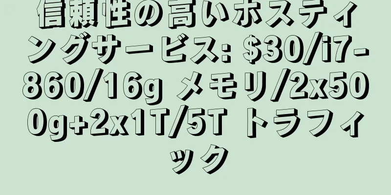 信頼性の高いホスティングサービス: $30/i7-860/16g メモリ/2x500g+2x1T/5T トラフィック
