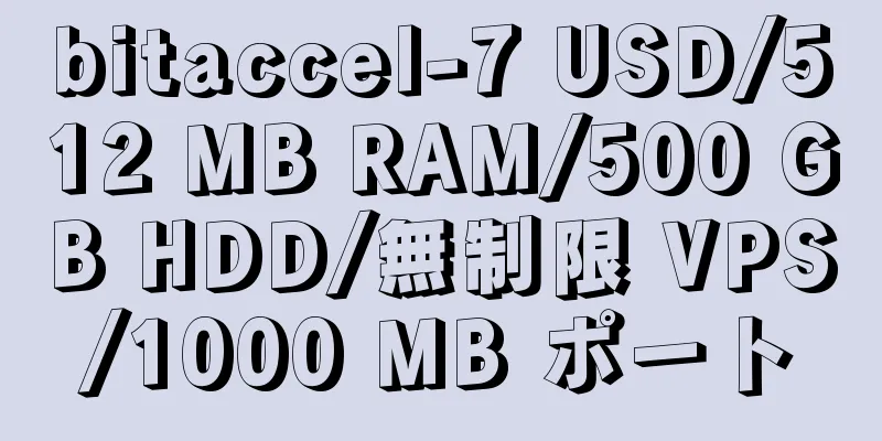 bitaccel-7 USD/512 MB RAM/500 GB HDD/無制限 VPS/1000 MB ポート