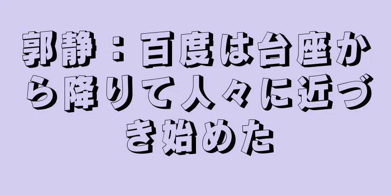 郭静：百度は台座から降りて人々に近づき始めた