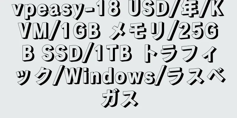vpeasy-18 USD/年/KVM/1GB メモリ/25GB SSD/1TB トラフィック/Windows/ラスベガス