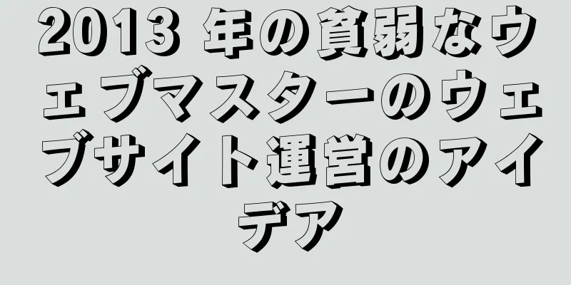 2013 年の貧弱なウェブマスターのウェブサイト運営のアイデア