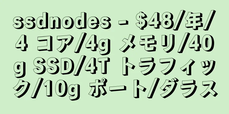 ssdnodes - $48/年/4 コア/4g メモリ/40g SSD/4T トラフィック/10g ポート/ダラス