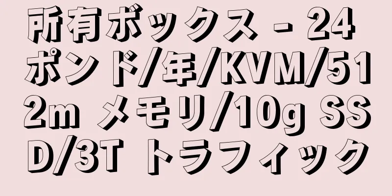 所有ボックス - 24 ポンド/年/KVM/512m メモリ/10g SSD/3T トラフィック