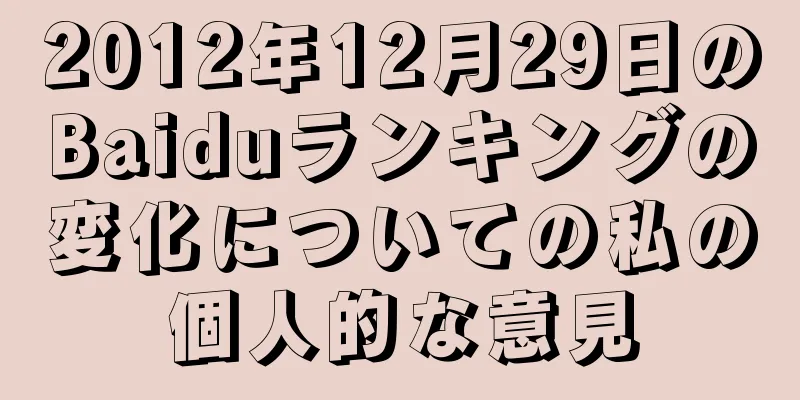 2012年12月29日のBaiduランキングの変化についての私の個人的な意見