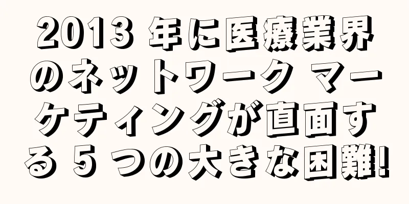 2013 年に医療業界のネットワーク マーケティングが直面する 5 つの大きな困難!