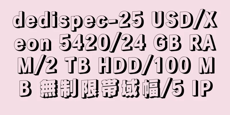 dedispec-25 USD/Xeon 5420/24 GB RAM/2 TB HDD/100 MB 無制限帯域幅/5 IP