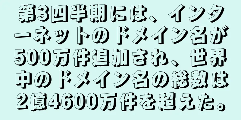 第3四半期には、インターネットのドメイン名が500万件追加され、世界中のドメイン名の総数は2億4600万件を超えた。