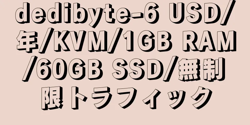 dedibyte-6 USD/年/KVM/1GB RAM/60GB SSD/無制限トラフィック