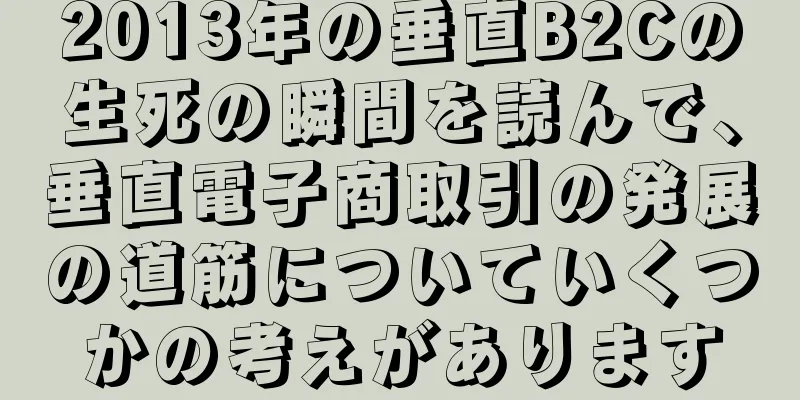 2013年の垂直B2Cの生死の瞬間を読んで、垂直電子商取引の発展の道筋についていくつかの考えがあります