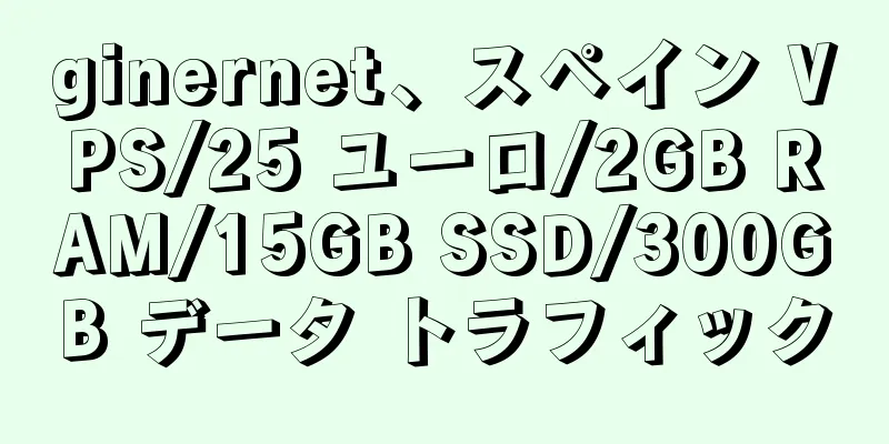 ginernet、スペイン VPS/25 ユーロ/2GB RAM/15GB SSD/300GB データ トラフィック