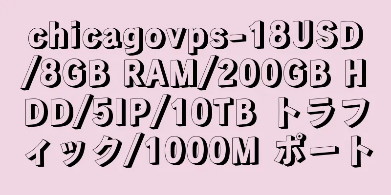 chicagovps-18USD/8GB RAM/200GB HDD/5IP/10TB トラフィック/1000M ポート