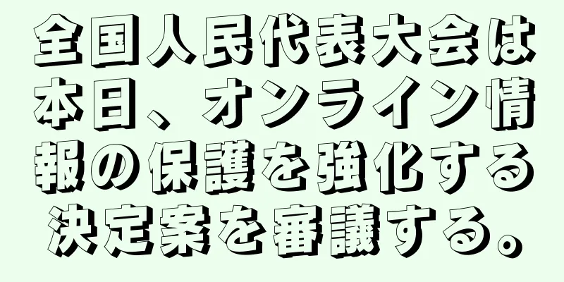 全国人民代表大会は本日、オンライン情報の保護を強化する決定案を審議する。