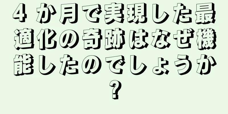 4 か月で実現した最適化の奇跡はなぜ機能したのでしょうか?