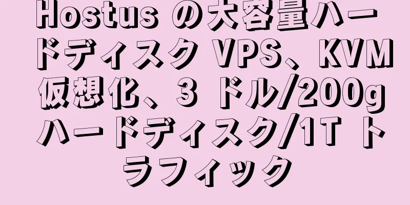 Hostus の大容量ハードディスク VPS、KVM 仮想化、3 ドル/200g ハードディスク/1T トラフィック
