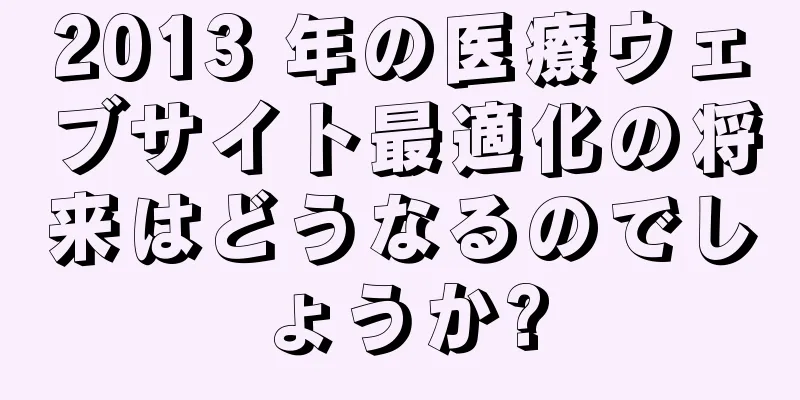 2013 年の医療ウェブサイト最適化の将来はどうなるのでしょうか?