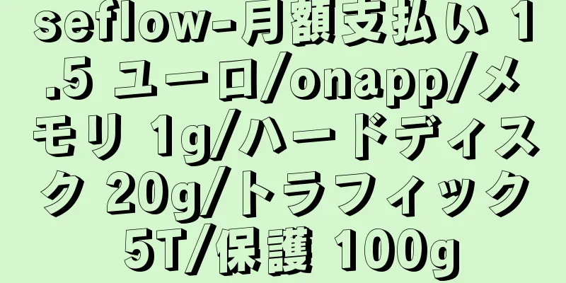 seflow-月額支払い 1.5 ユーロ/onapp/メモリ 1g/ハードディスク 20g/トラフィック 5T/保護 100g