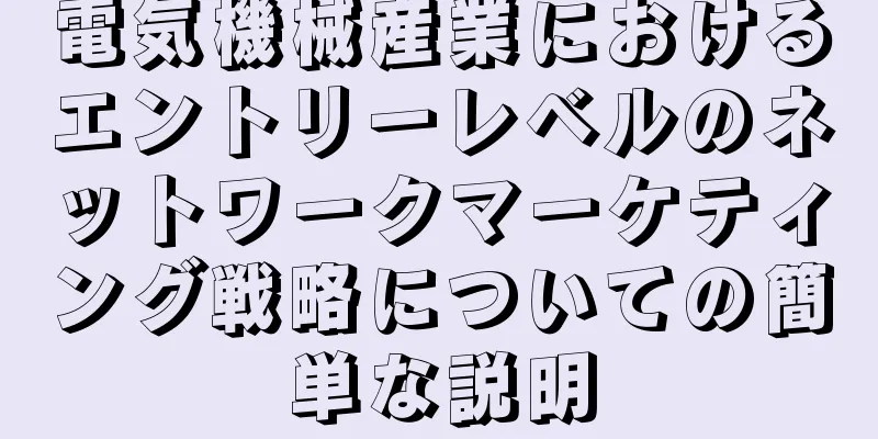 電気機械産業におけるエントリーレベルのネットワークマーケティング戦略についての簡単な説明