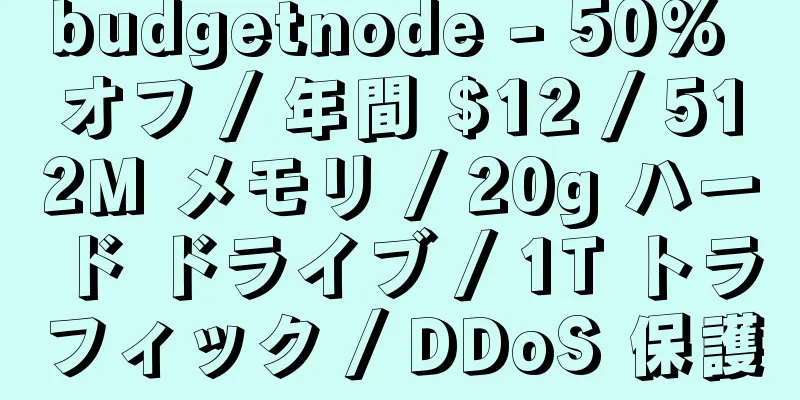 budgetnode - 50% オフ / 年間 $12 / 512M メモリ / 20g ハード ドライブ / 1T トラフィック / DDoS 保護